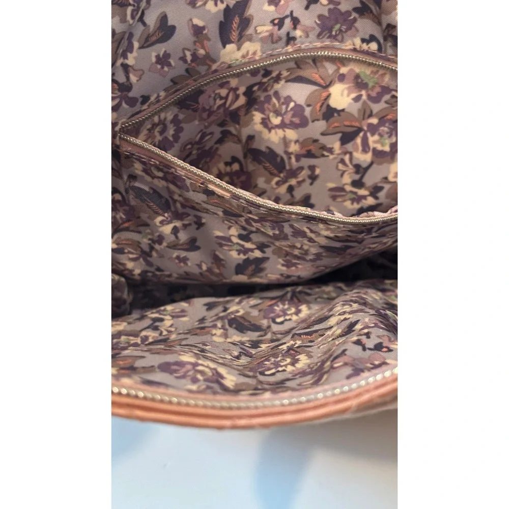 Vera Bradley Metallic Rose Gold Quilted Crossbody Tote Bag Floral Lining